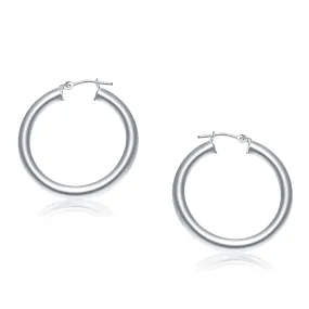 14k White Gold Polished Hoop Earrings (30 mm)-rx99843