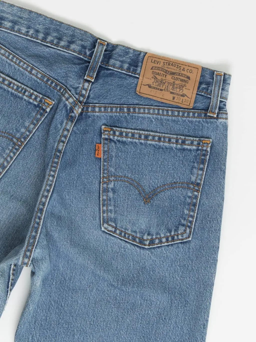 90s vintage Levis 615 02 jeans 28 x 28 blue stonewash UK made