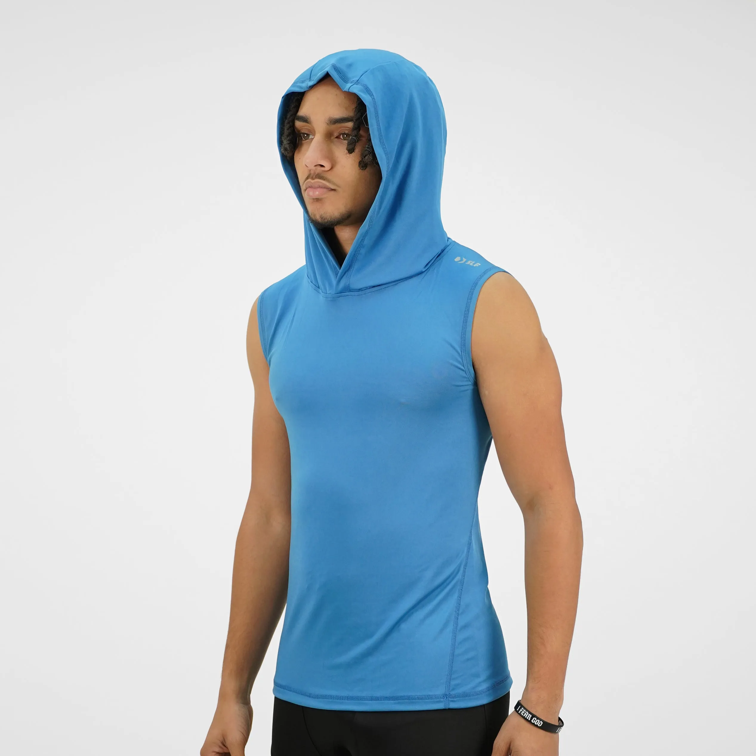 Air Force Blue Sleeveless Compression Hoodie