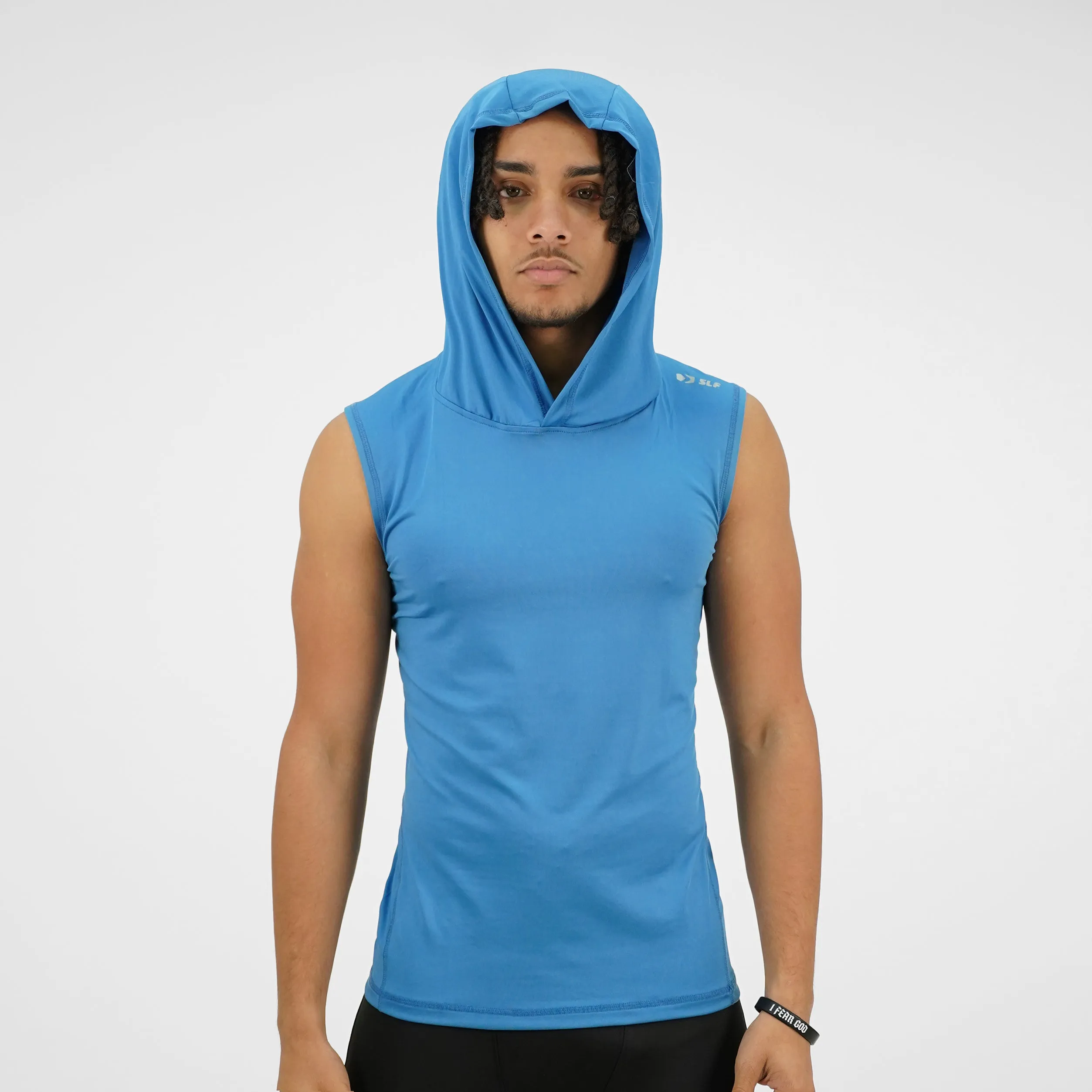 Air Force Blue Sleeveless Compression Hoodie