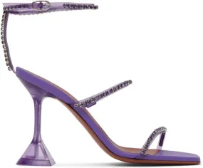 Amina Muaddi Purple Gilda Glass Heeled Sandals