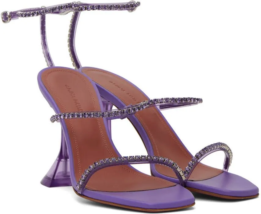 Amina Muaddi Purple Gilda Glass Heeled Sandals