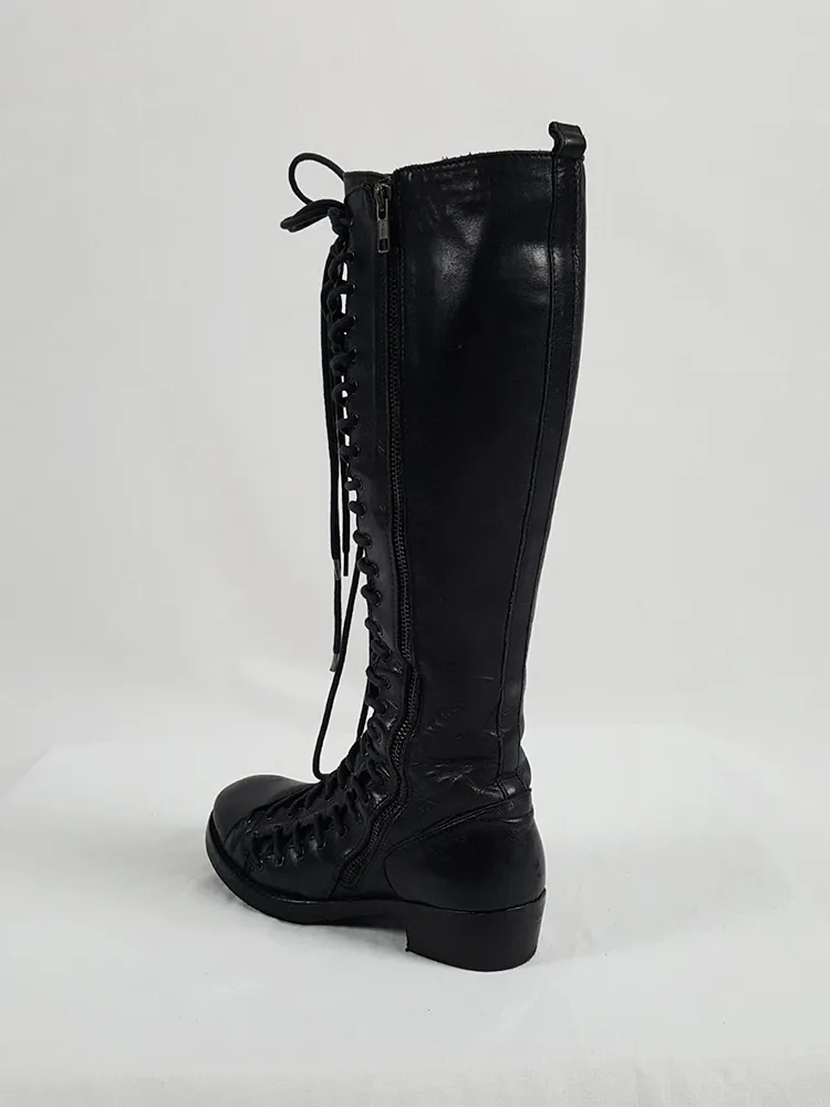 Ann Demeulemeester black flat triple lace boots (38.5) — fall 2008