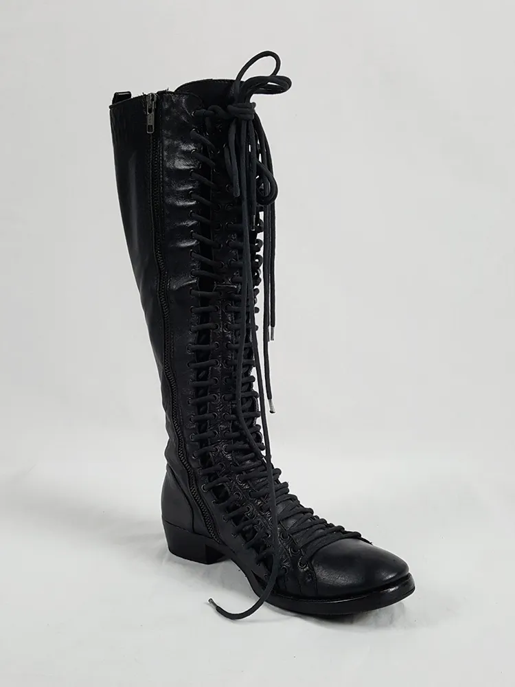 Ann Demeulemeester black flat triple lace boots (38.5) — fall 2008