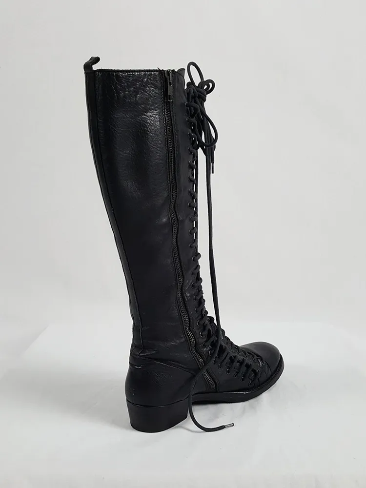 Ann Demeulemeester black flat triple lace boots (38.5) — fall 2008