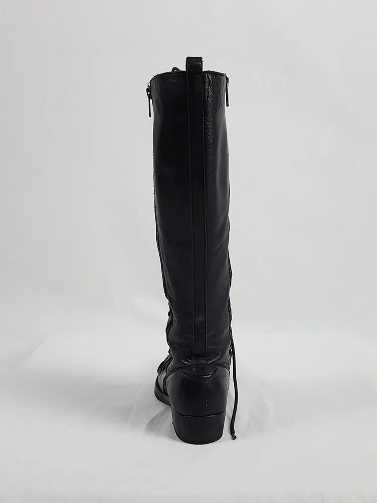 Ann Demeulemeester black flat triple lace boots (38.5) — fall 2008