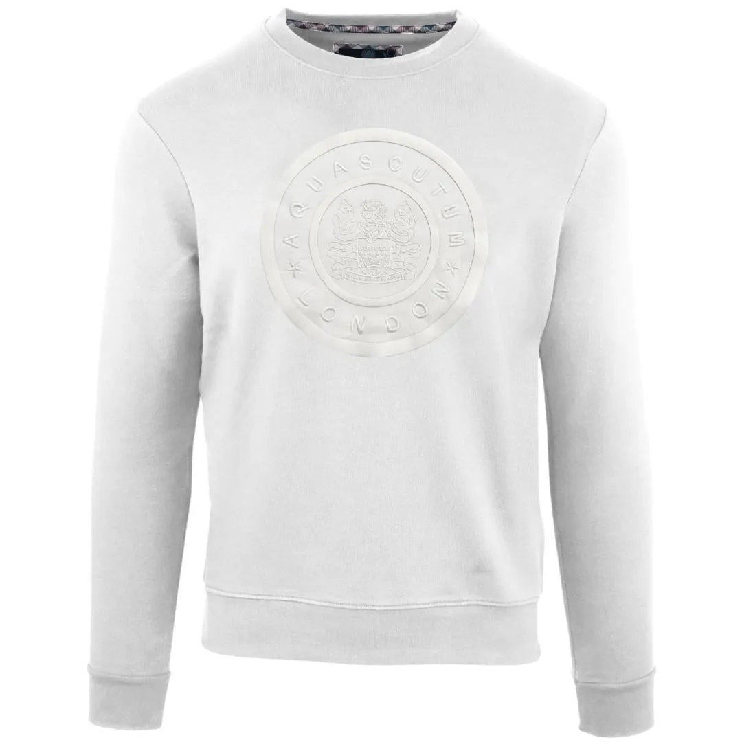 Aquascutum Monotone Large Circle Logo White Sweatshirt