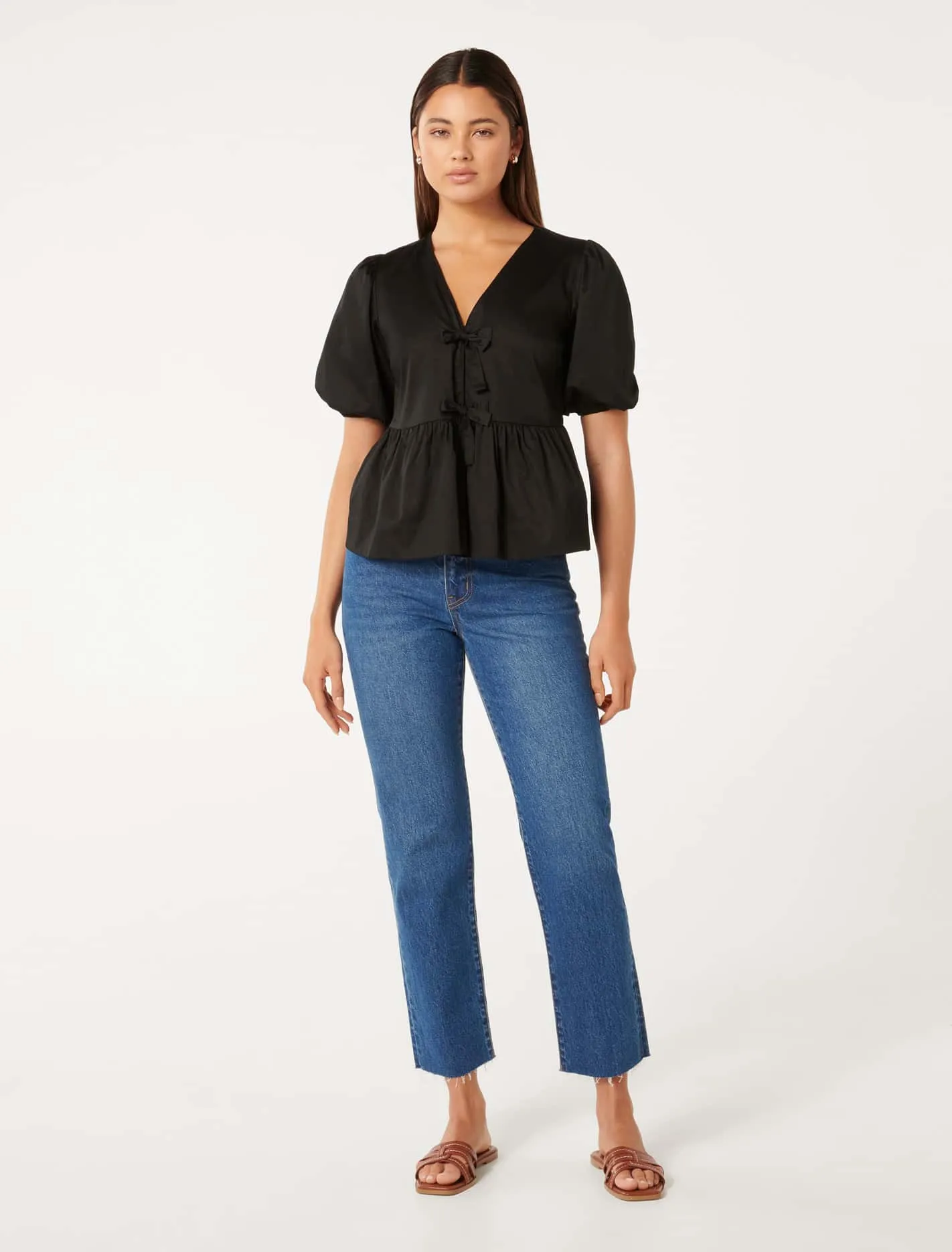 Arabelle Cotton Tie Front Blouse