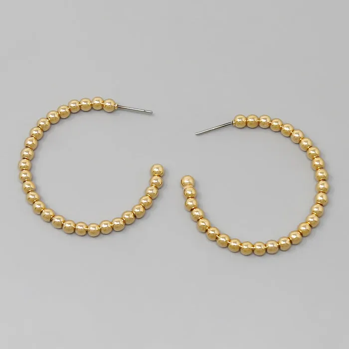 Beaded Metal Hoop Earrings