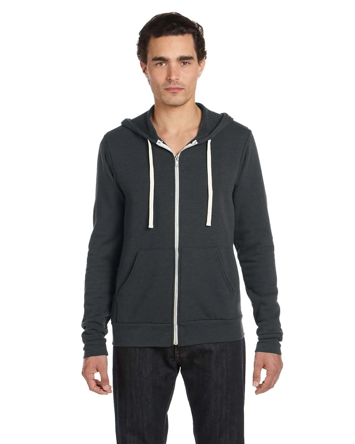 Bella + Canvas Unisex Triblend Sponge Fleece Full-Zip Hoodie 3909 Solid Blk Trblnd