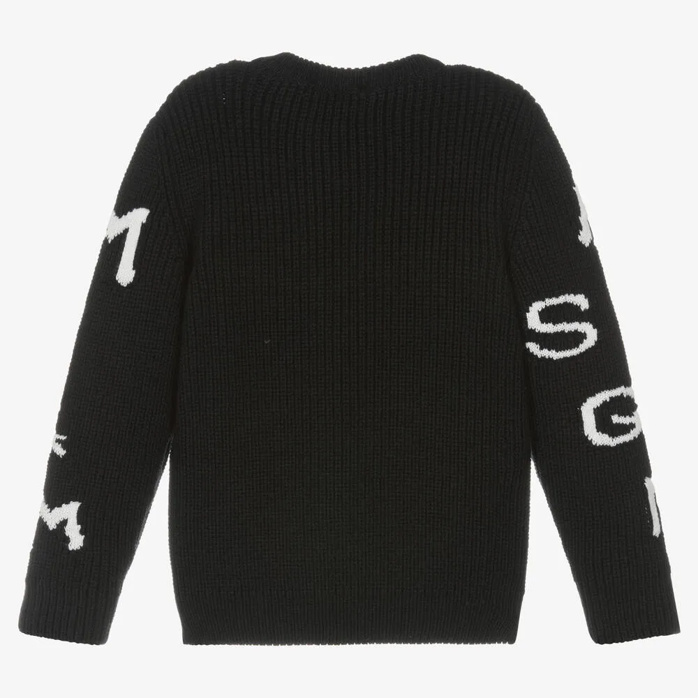 Black Wool Logo Sweater