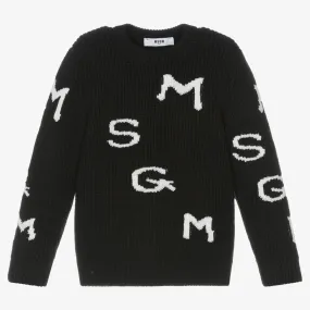 Black Wool Logo Sweater