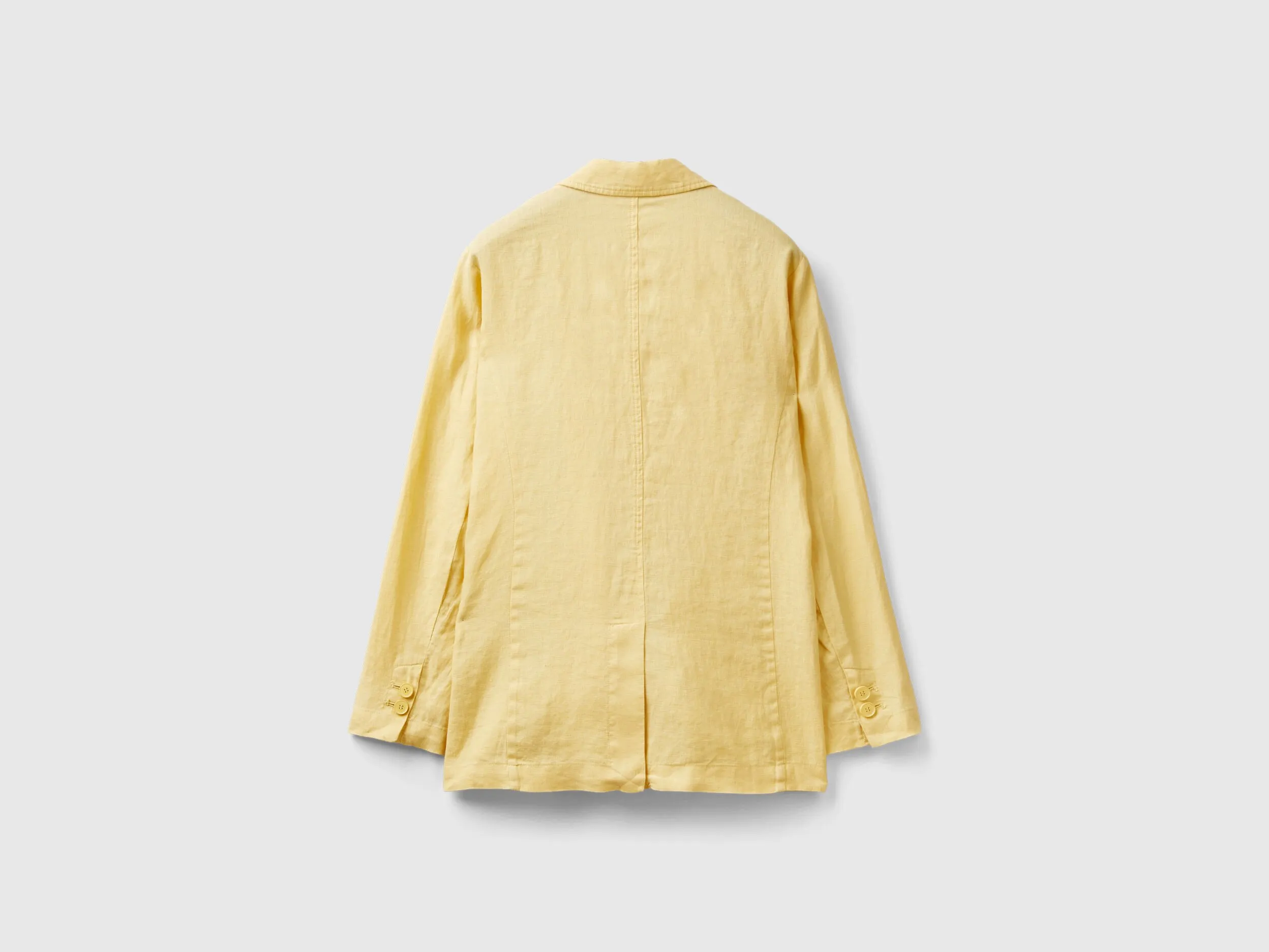 Blazer in pure linen - Yellow | Benetton