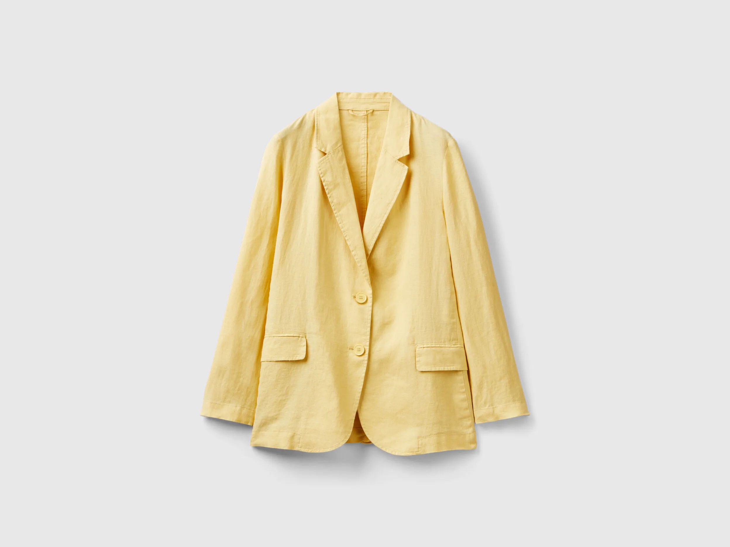 Blazer in pure linen - Yellow | Benetton