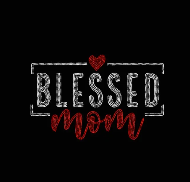 Blessed Mom Rhinestone Transfer