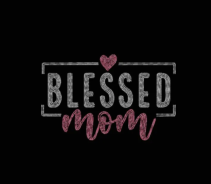 Blessed Mom Rhinestone Transfer