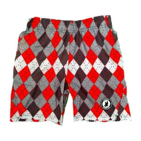 Boys Red & Grey Argyle Tennis Short