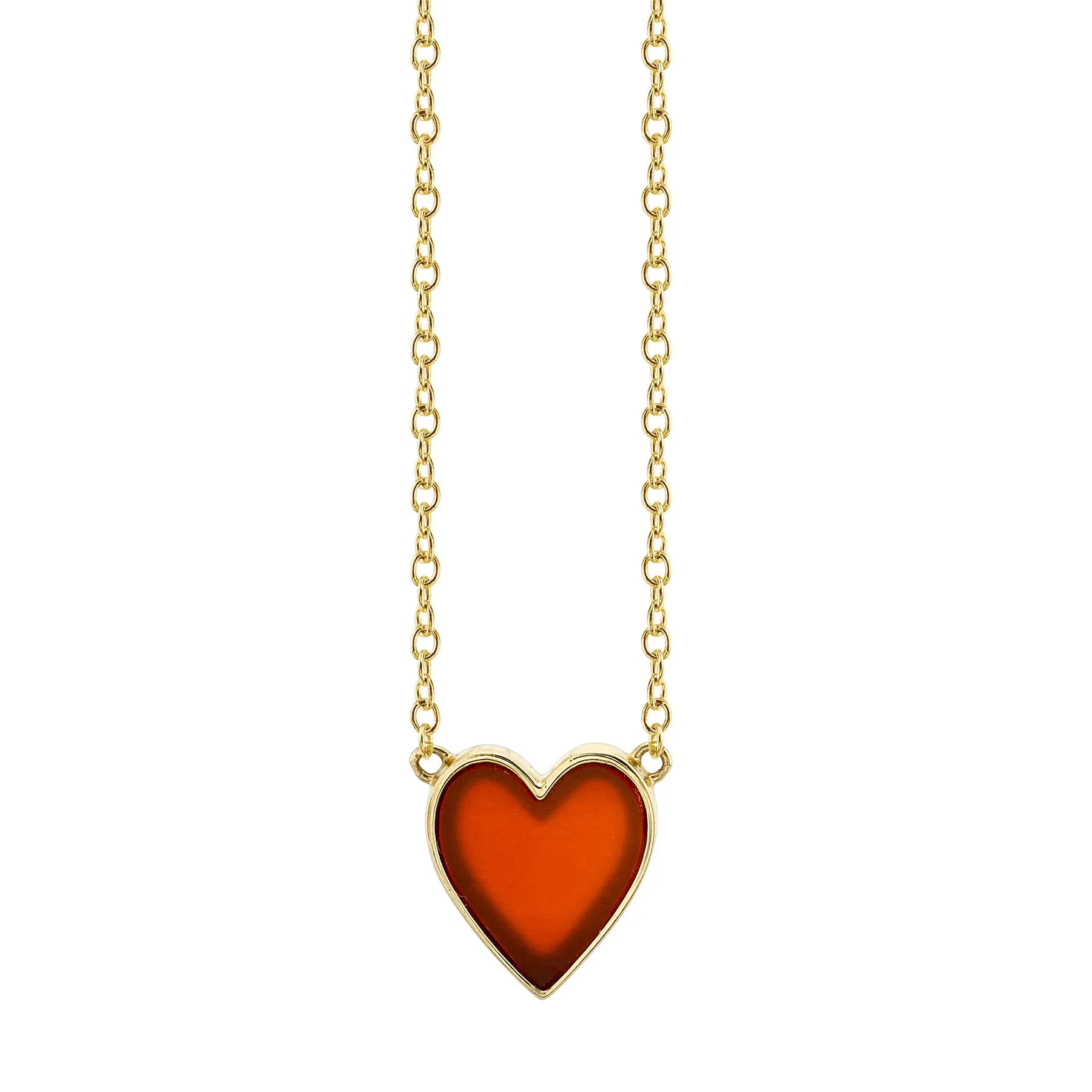 Carnelian Heart Necklace - Carnelian / 14k Yellow Gold