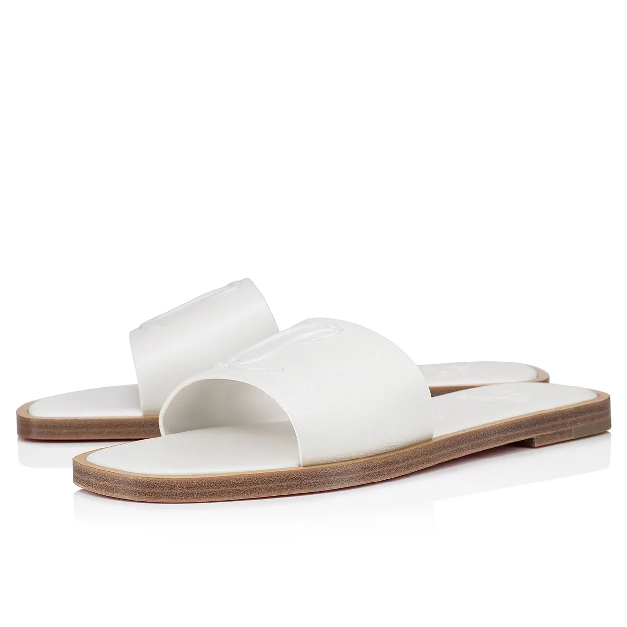 CHRISTIAN LOUBOUTIN CL Nappa Leather Flat Sandals - White