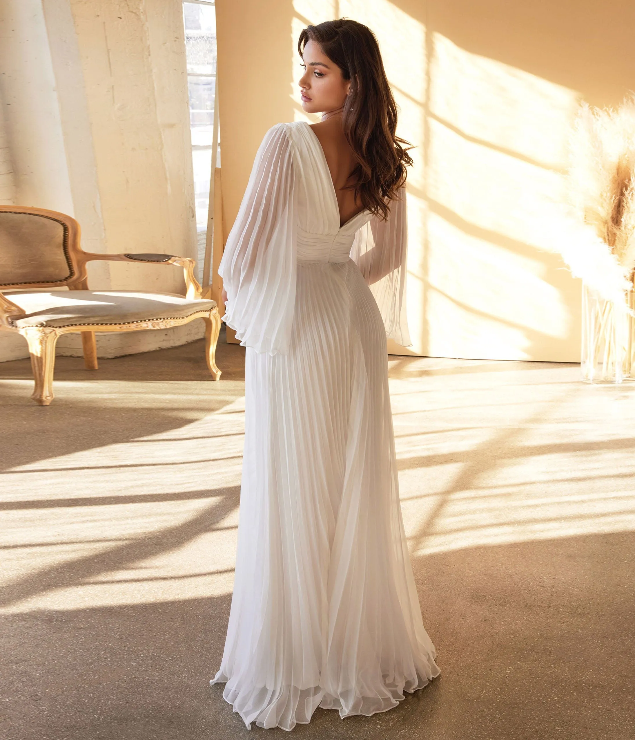 Cinderella Divine  White Pleated Bridal Dress