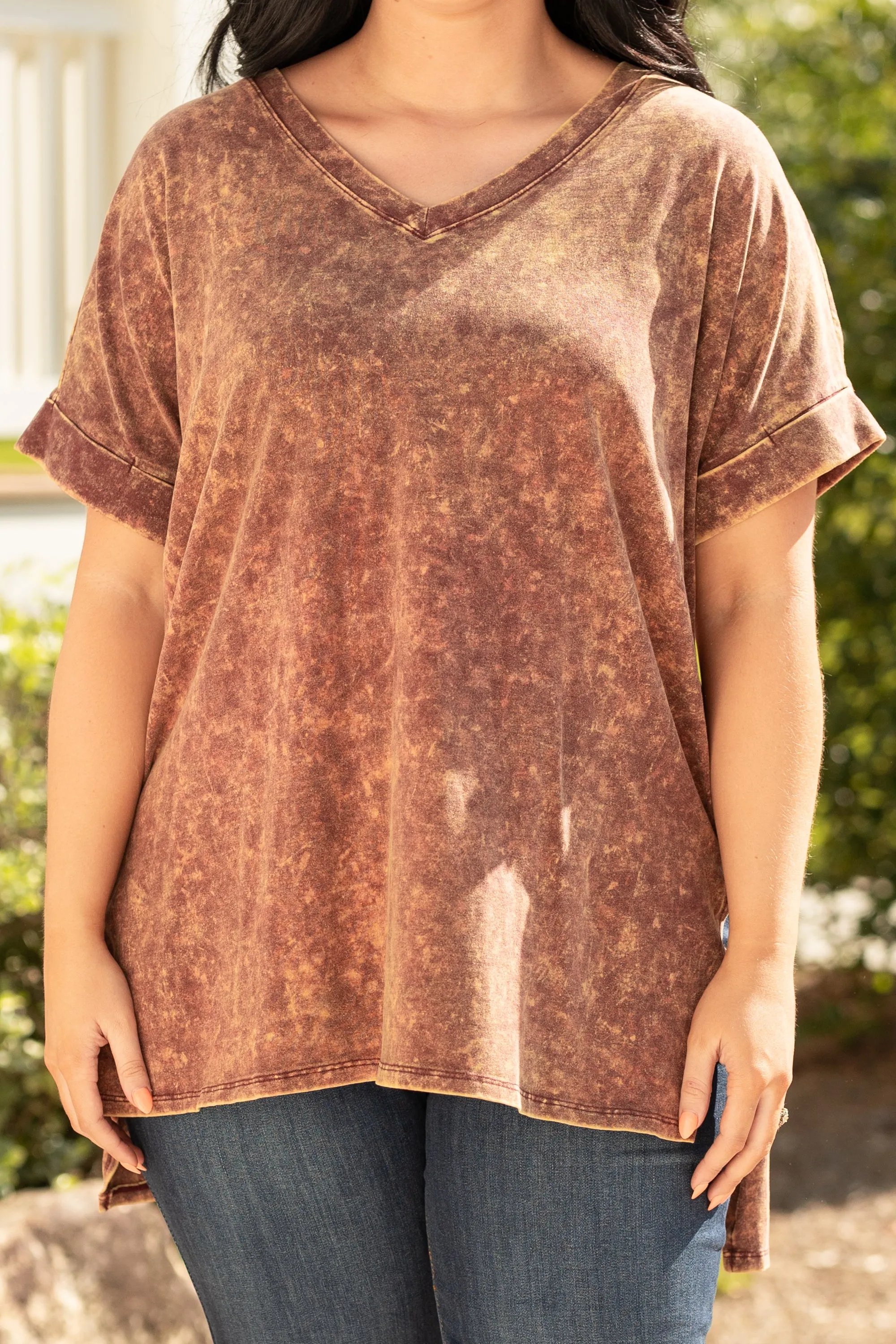 Comfy Travels Top, Neon Almond Mineral Wash