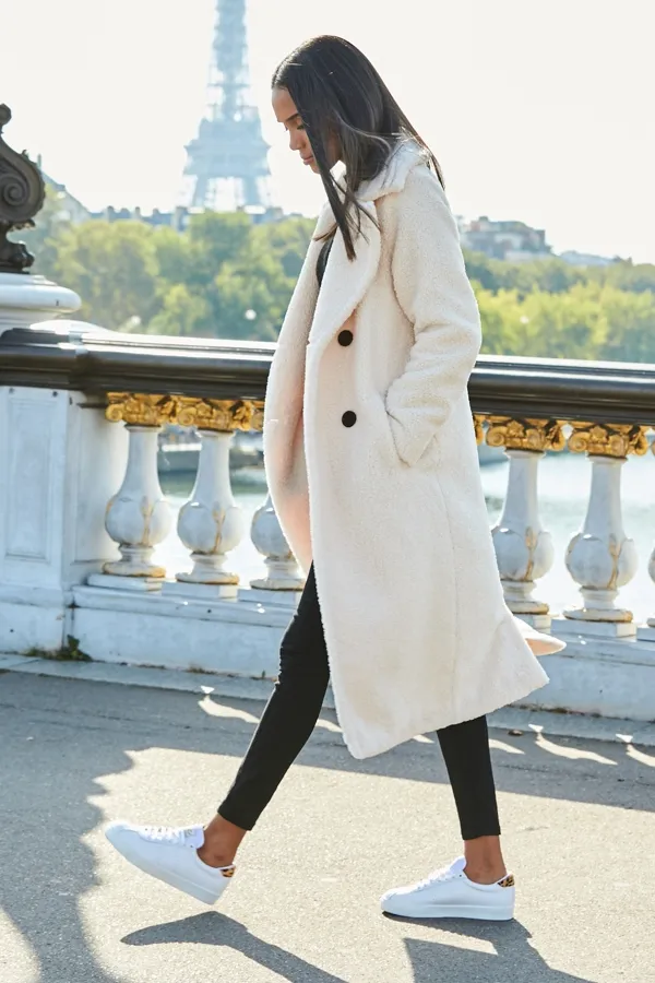 Cream Super Cosy Longline Borg Coat