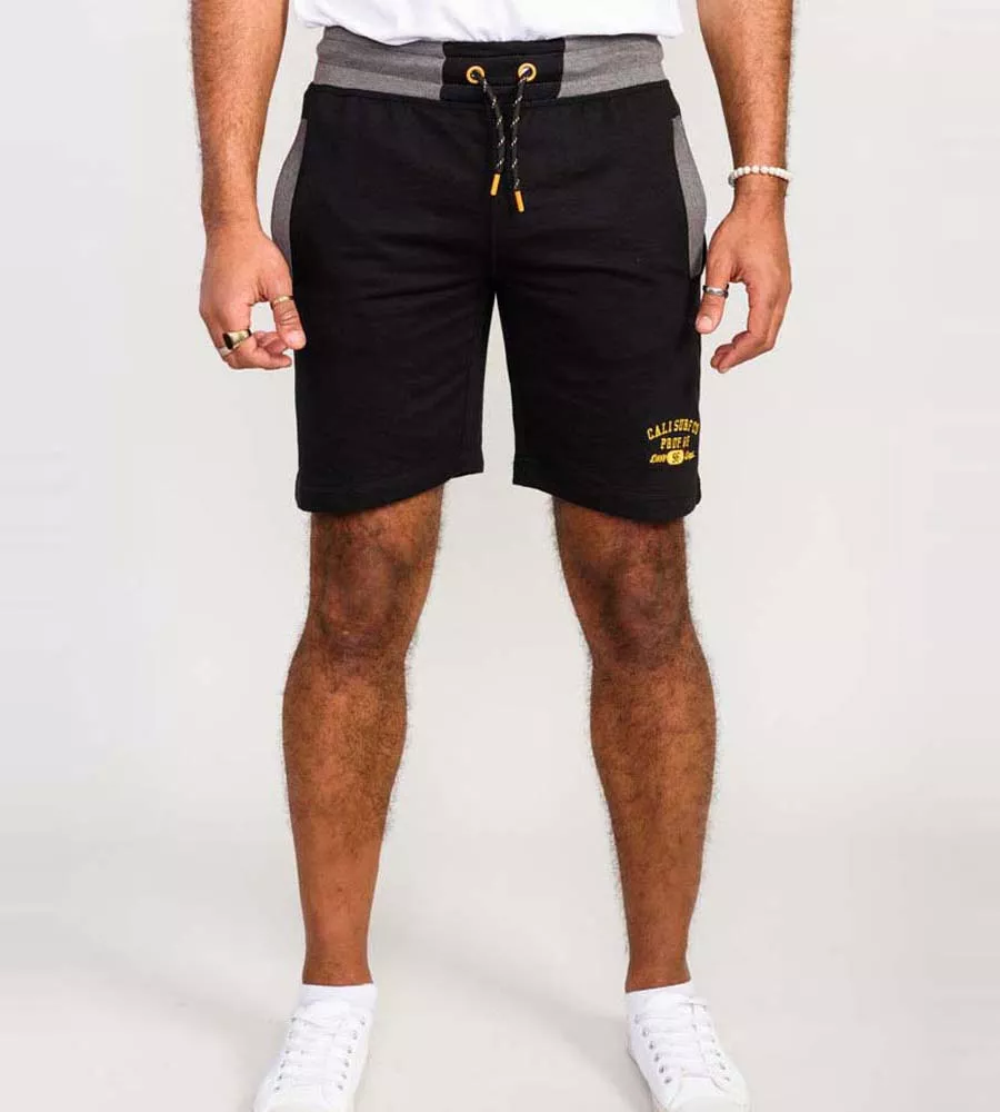 D555 Mens Black Shorts With Elasticated Waist and Loop Back (SUTTON 1)