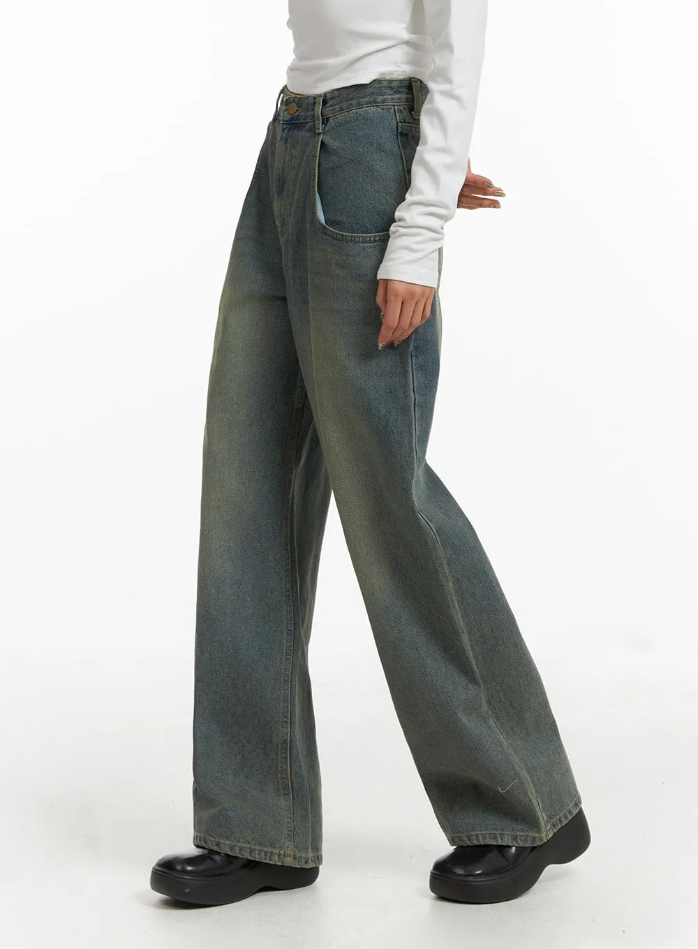 Denim High Waist Wide Leg Jeans CJ411