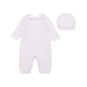 EMILE ET ROSE Hallie Two-Piece Collared Babygrow and Hat Set - Light Pink