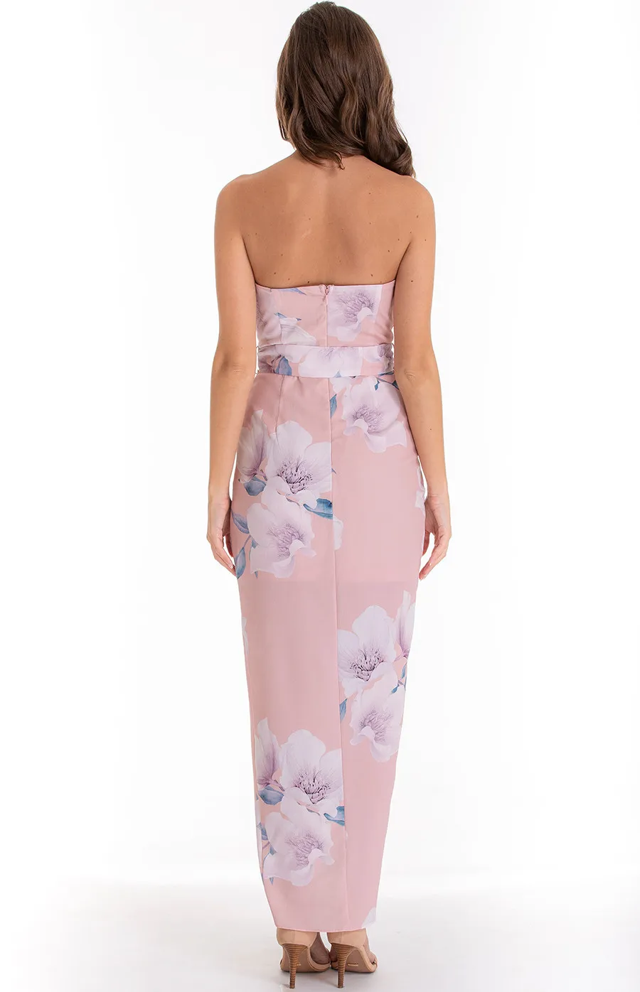 Floral Strapless Dress with Belt detail (SDR410A)