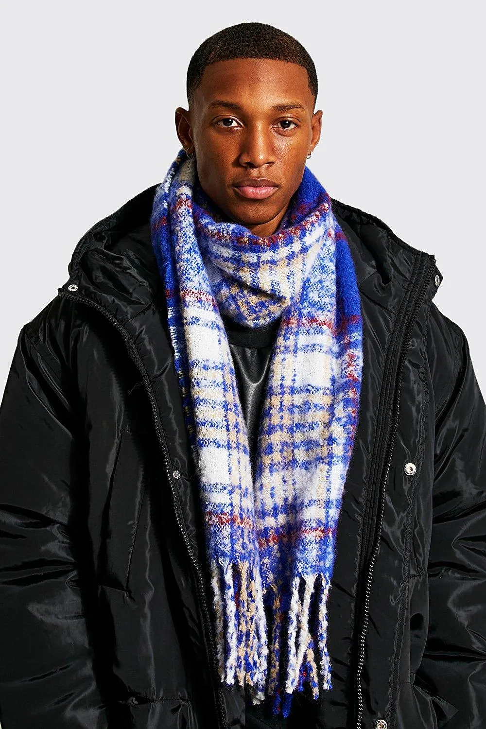 Fluffy Check Scarf