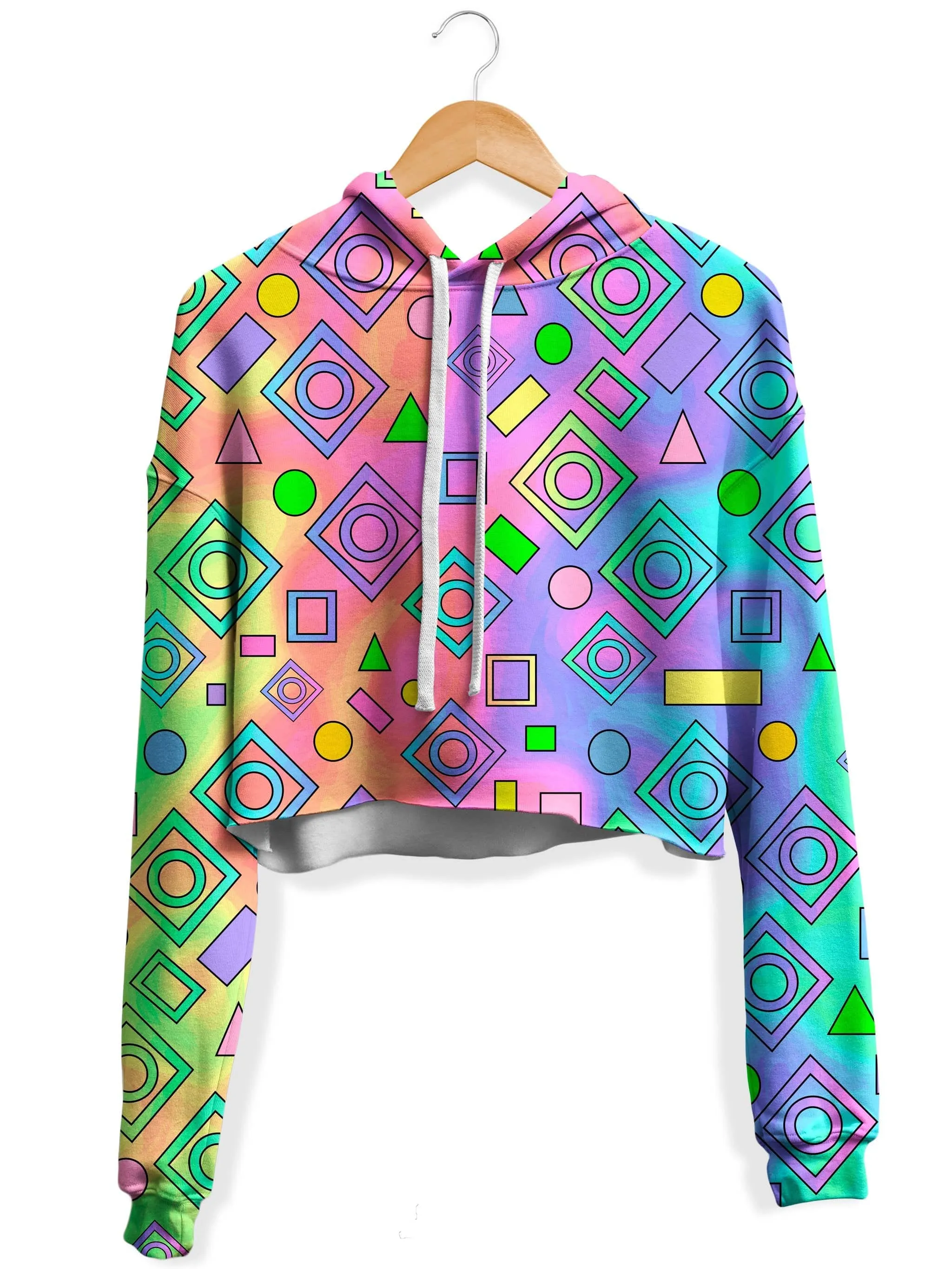 Free Spirit Geometric Fleece Crop Hoodie