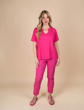 Gigliorosso - T-shirt in viscosa elasticizzata fucsia