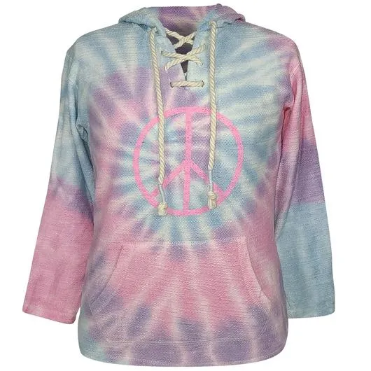 Girlie Girl Originals Peace Sign Tie Dye Long Sleeves Sweatshirt Hoodie