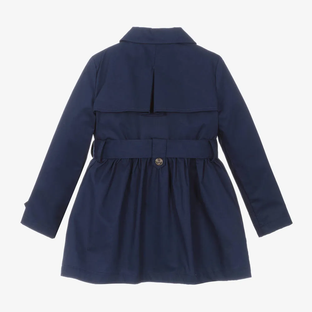 Girls Navy Blue Cotton Trench Coat