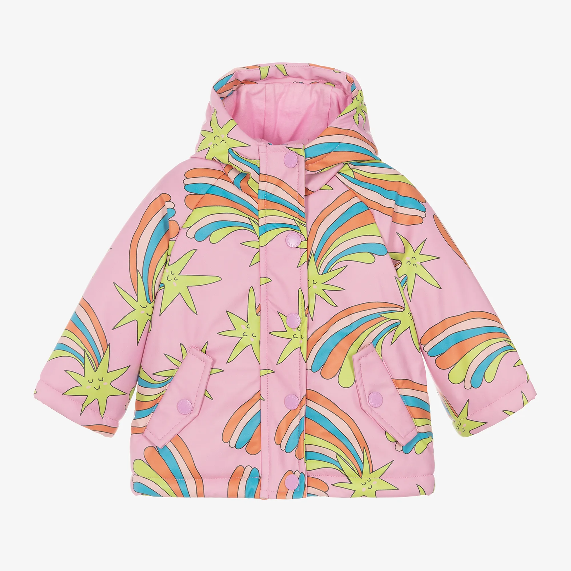 Girls Pink Shooting Star Hooded Coat