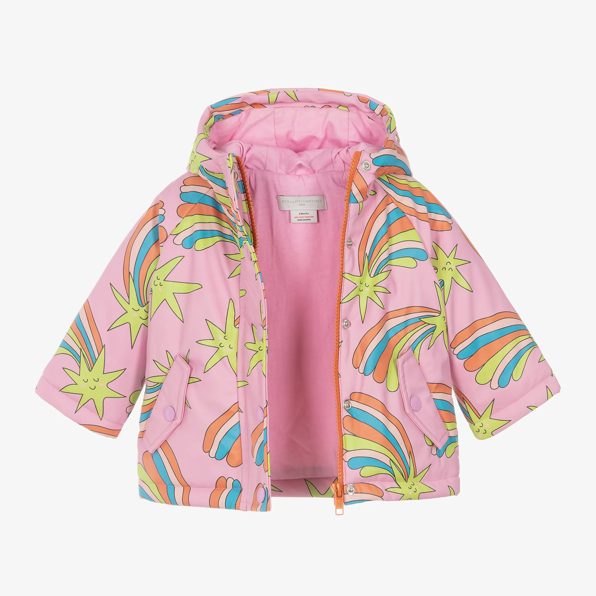 Girls Pink Shooting Star Hooded Coat