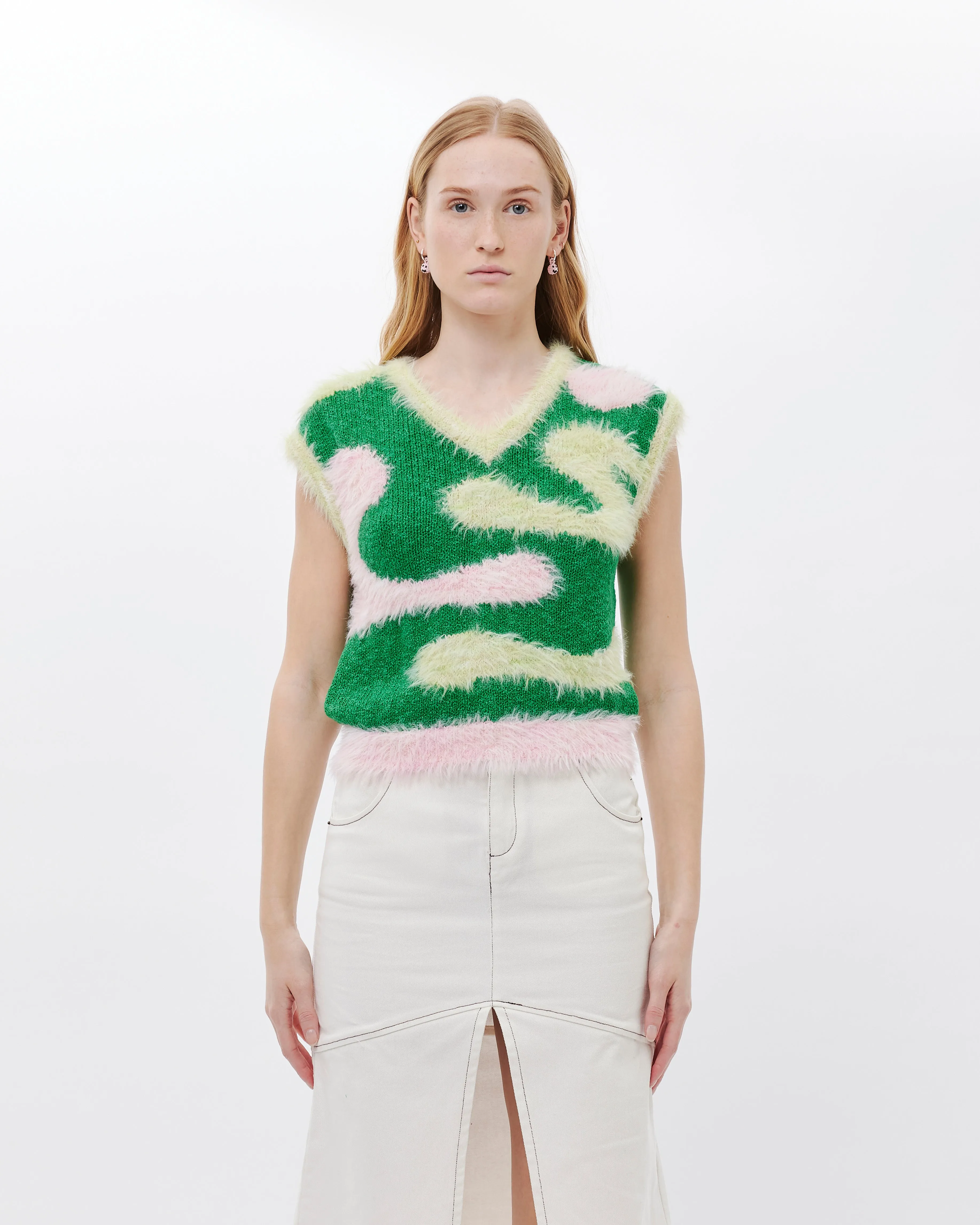 Hairy Wave V Neck Knit Vest