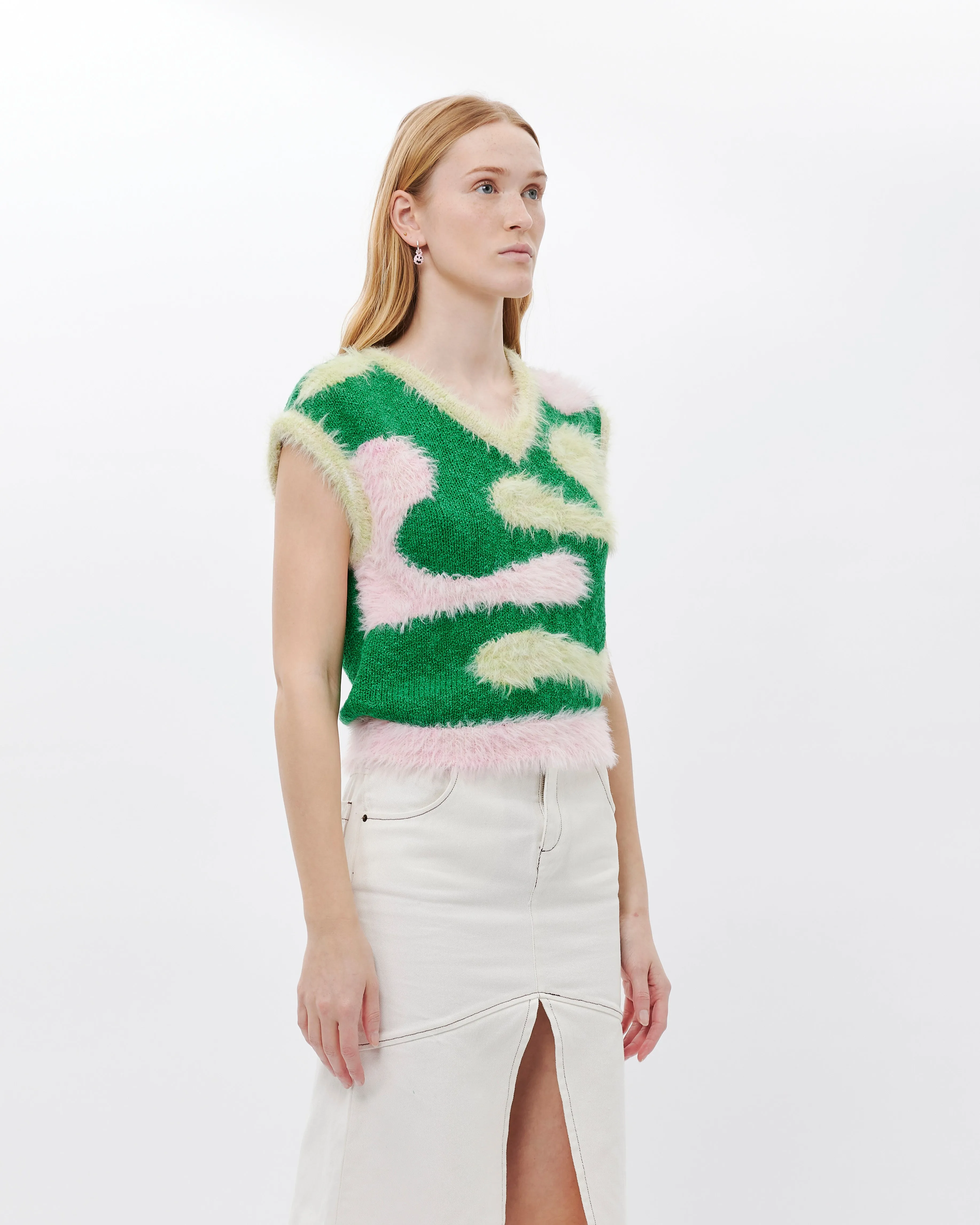 Hairy Wave V Neck Knit Vest