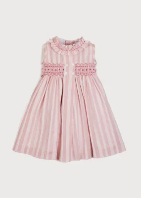 Handsmocked Delicate Stripe Sleeveless Dress in Pink (12mths-10yrs)