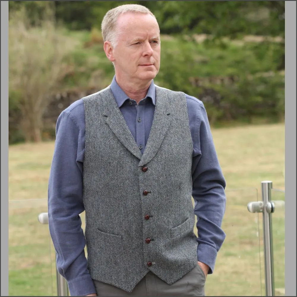 Harris Tweed Blue Marl  Waist Coat>>