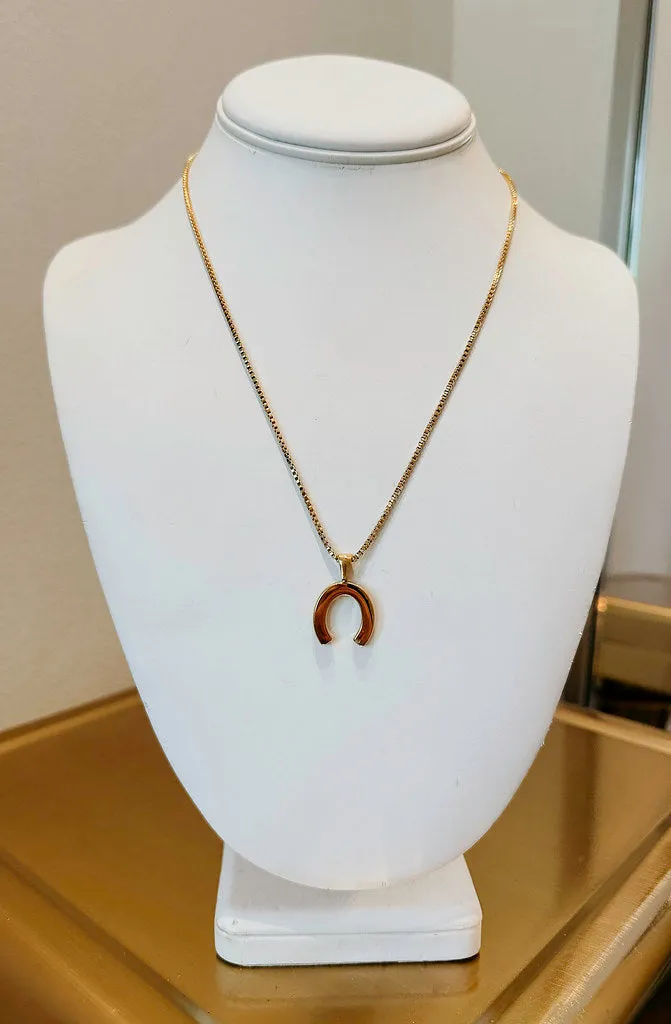 HORSESHOE RHINESTONED REVERSIBLE NECKLACE