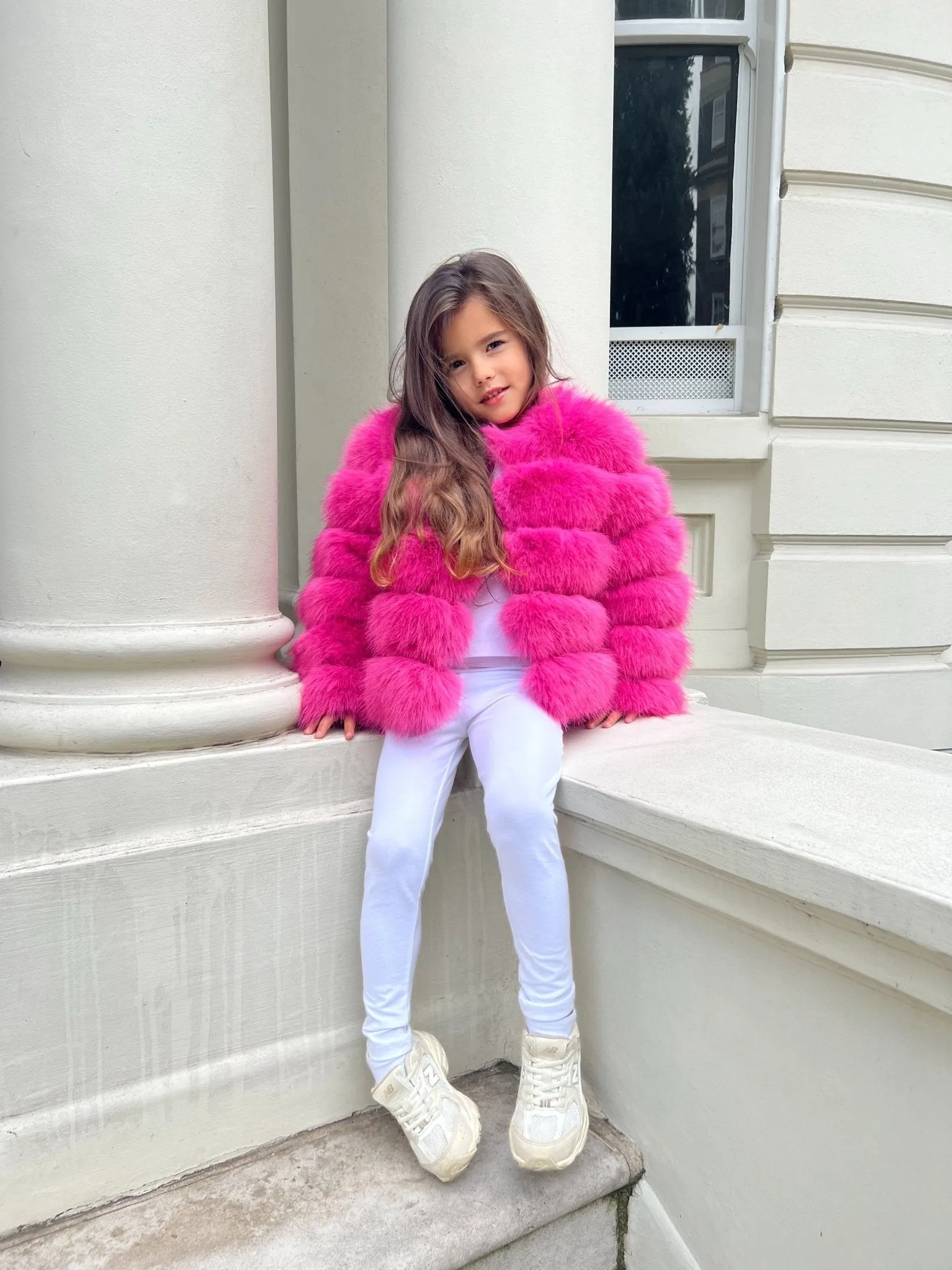 Hot Pink Childrens Faux Fur Coat