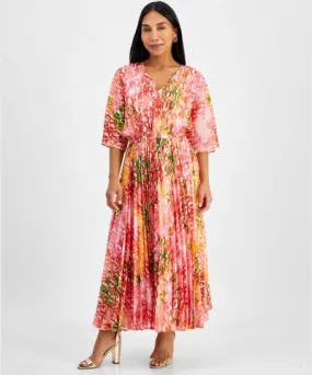 I.N.C. International Concepts Petite Floral-Print Pleated Maxi Dress