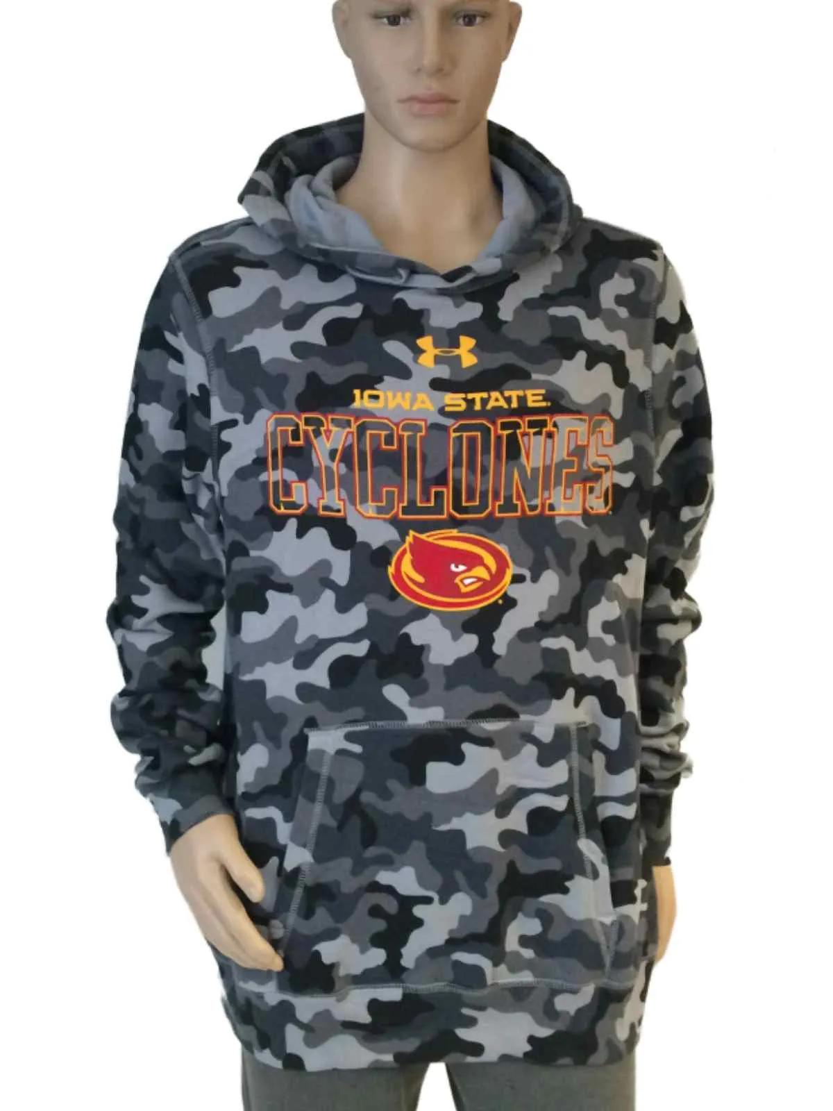 Iowa State Cyclones Under Armour Coldgear Gray Camo LS Hoodie Sweatshirt (L)