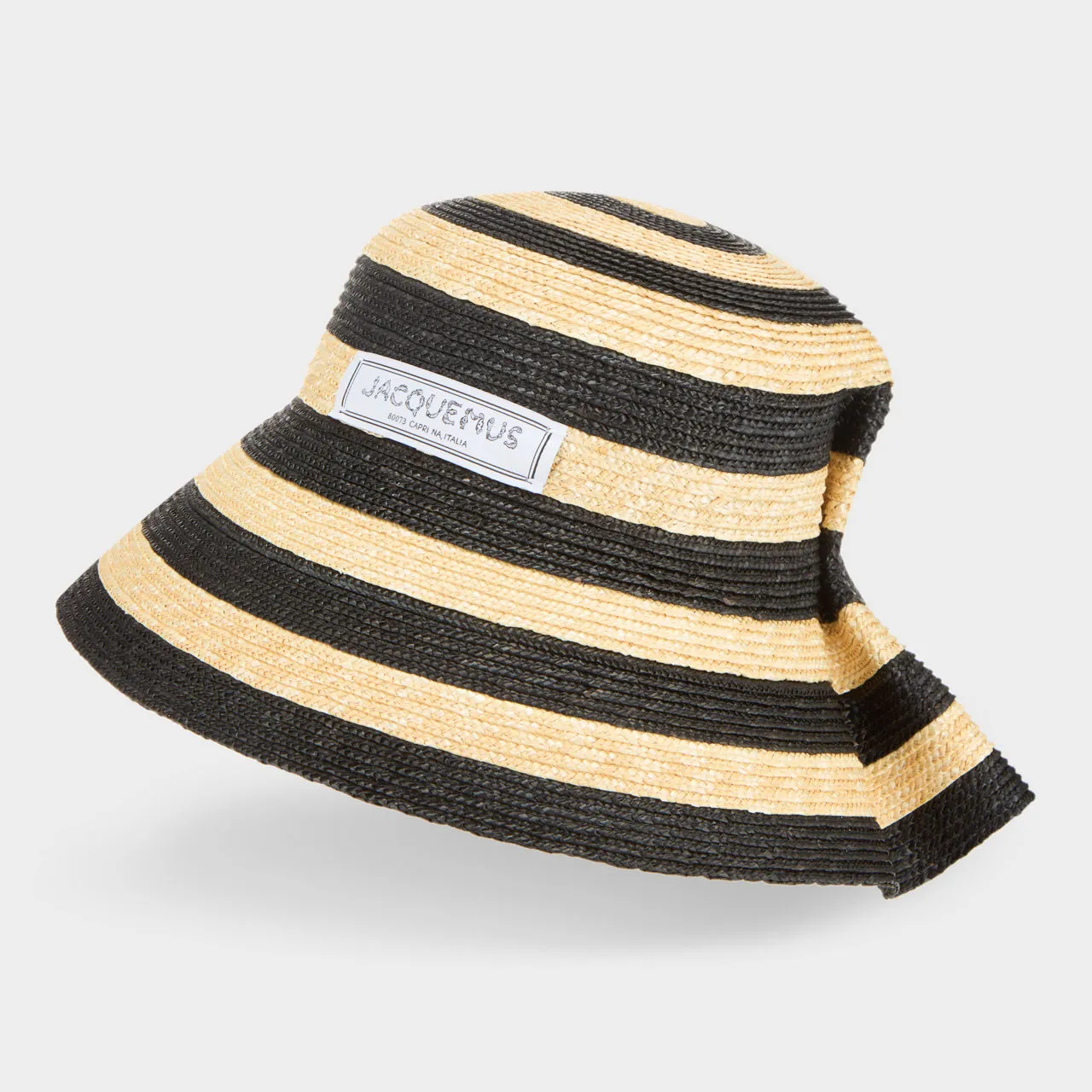 JACQUEMUS La Chapeau Vela Striped Bucket Hat - Ivory