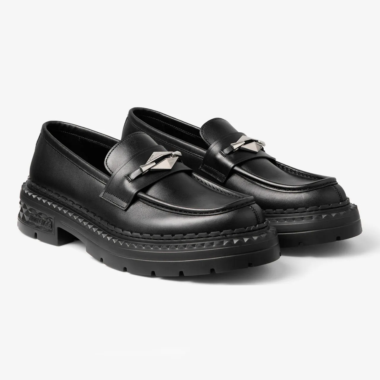 JIMMY CHOO Marlow Diamond Loafers - Black