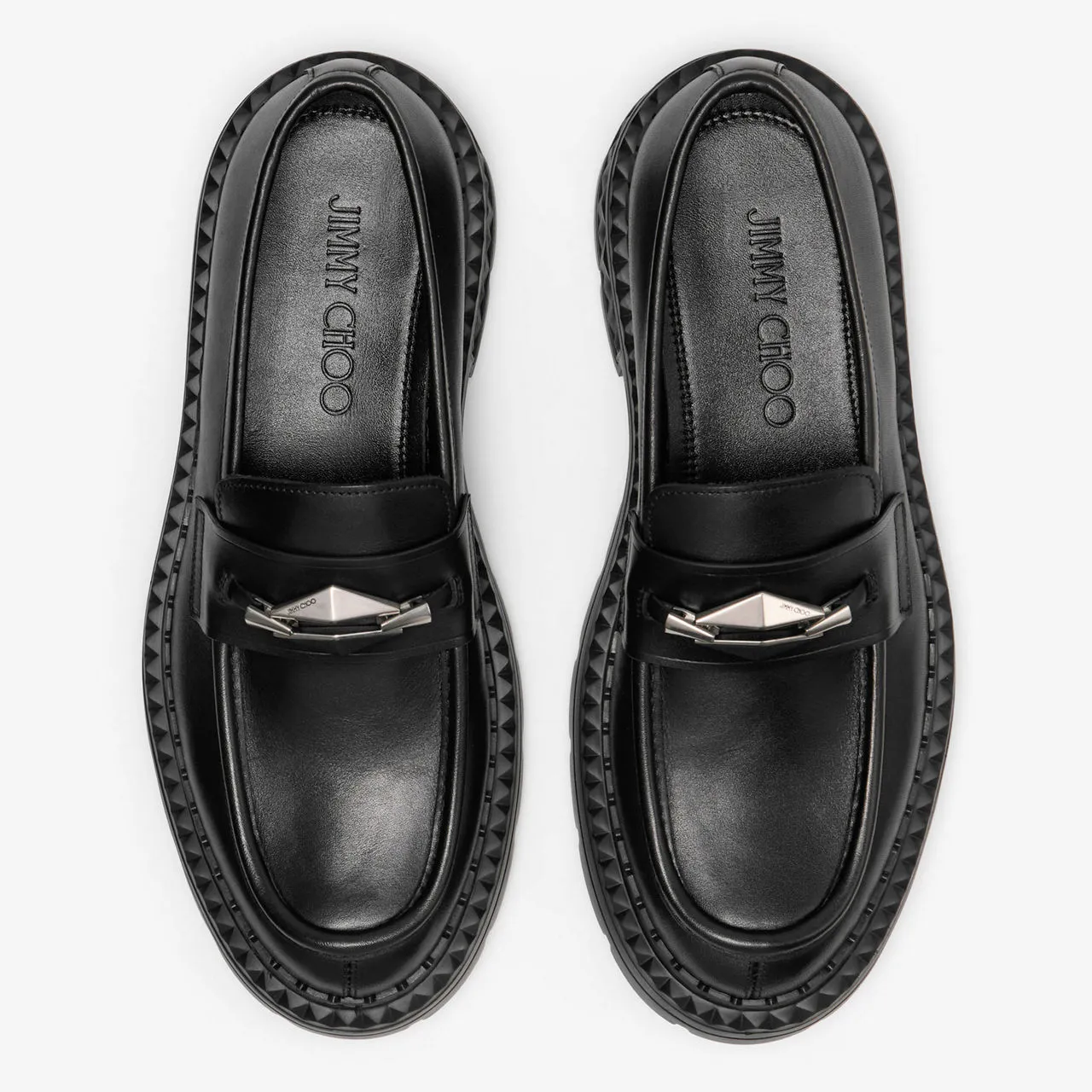 JIMMY CHOO Marlow Diamond Loafers - Black