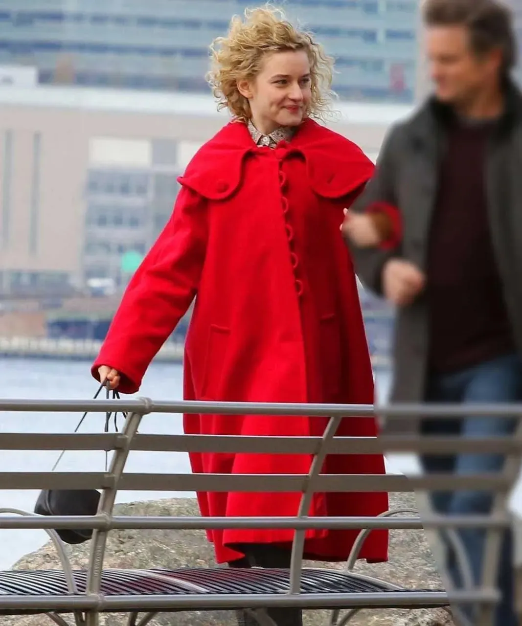 Julia Garner Modern Love Red Coat