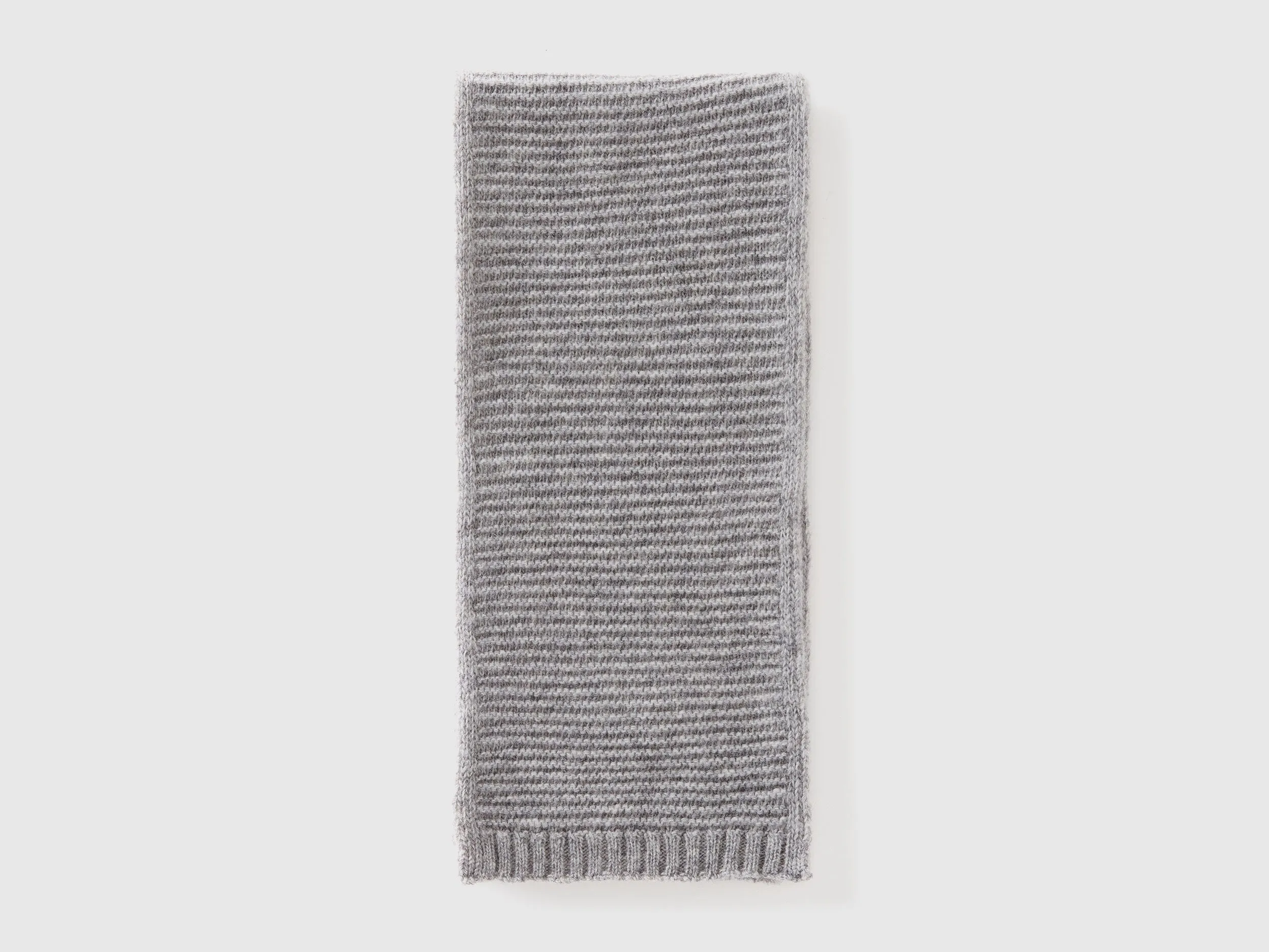 Knit scarf in stretch wool blend - Light Gray | Benetton